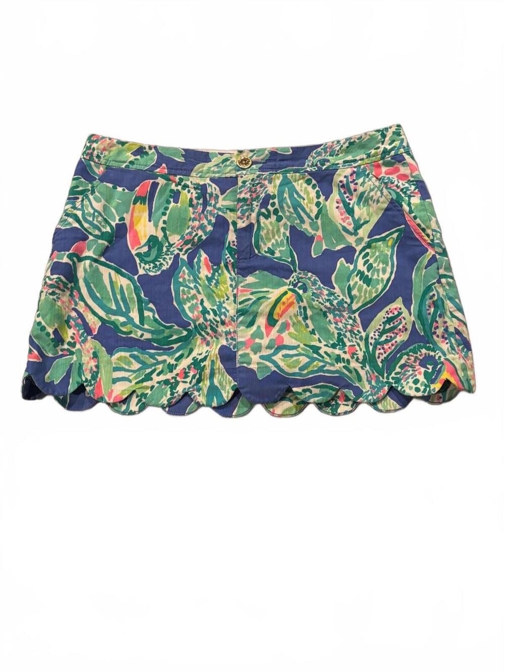 Lilly Pulitzer Tropical Print Scalloped Hem Skort Size 8